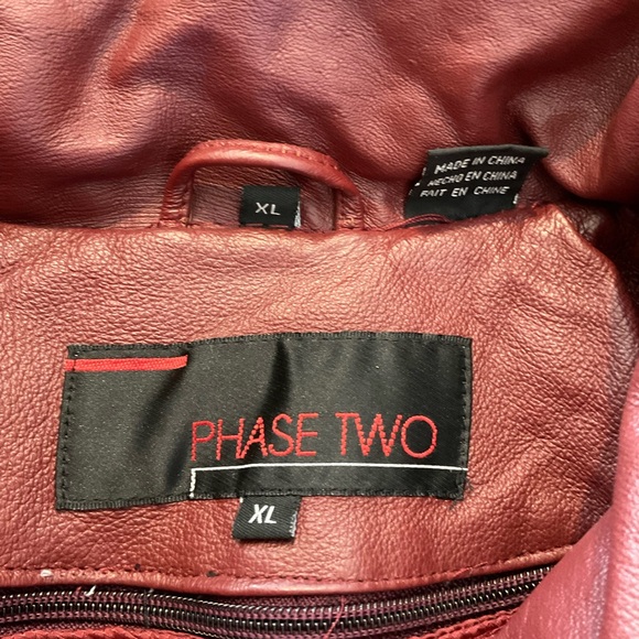 VTG 90s Phase Two Men’s XL Long Red Leather Jacket Removable Hood/Liner Parka - Picture 13 of 17